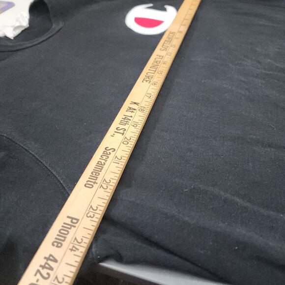 Vintage Champion blue tag logo tee black shirt 70s Oversized Logo Size XXL - Picture 11 of 11